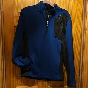 Spyder Performance Jacket Blue and Black Fleece Quarter-Zip
